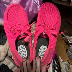Hey Dude Hot Pink Mesh Slip-On Shoes